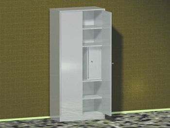 Шкаф двухдверный с замком, 4 полки, с сейфом, без ножек