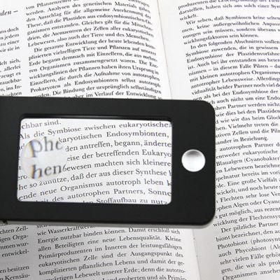 Лупа для чтения Veber 2,5x/4x, 75x43 мм, черная, с подсветкой (G188)