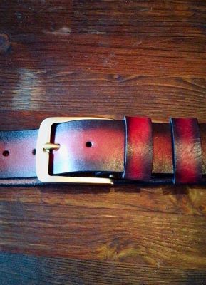 Ремень (ручная работа, натуральная кожа), бордовый