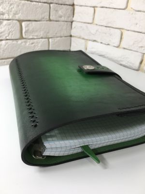 Блокнот а5 (ручная работа, натуральная кожа), зеленый