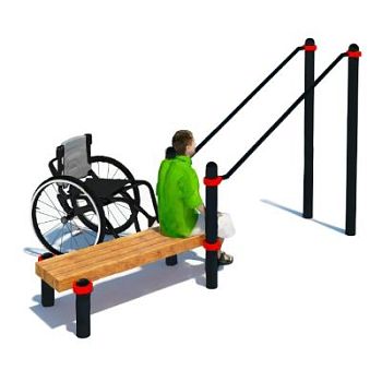 Брусья наклонные со скамьей для инвалидов-колясочников W-8.06