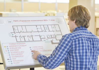 Тактильно-звуковая мнемосхема 920х1220 в комплекте с вертикальной стойкой арт. ИА27035